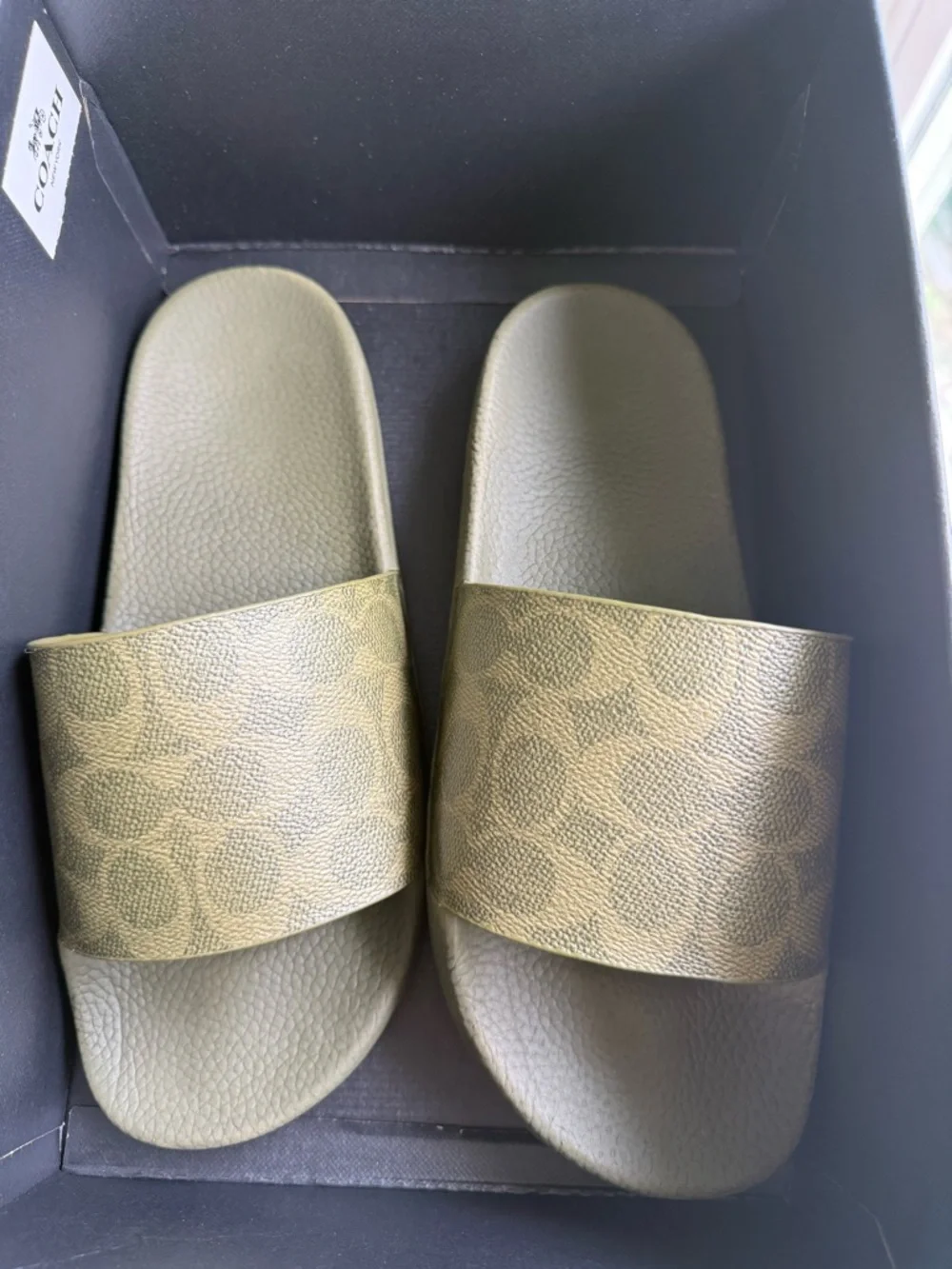 Coach Udele  Olive Green Logo Slide Sandals - Picture 4 of 4